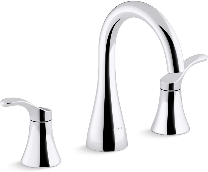 Simplice Bathroom Sink Faucet, Widespread Bathroom Faucet with Two Lever Handles and Clicker Drain, 1.2 gpm, Polished Chrome