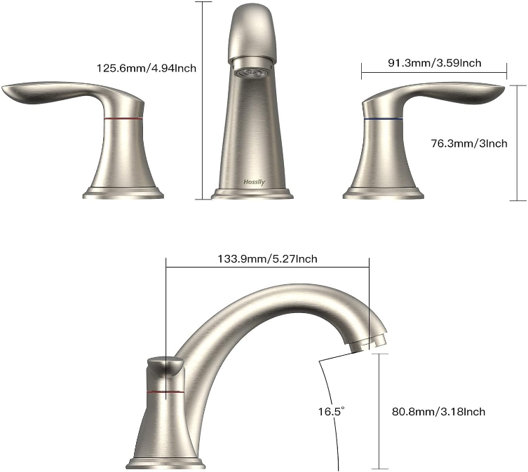 Bathroom Sink Faucet, Faucet for Bathroom Sink, Widespread Brushed Nickel Bathroom Faucet 3 Hole with Stainless Steel Pop Up Drain and cUPC Lead-Free Hose - (Brushed Nickel)