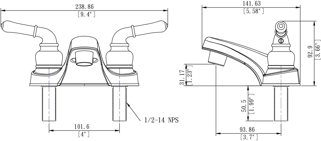 Lynden Bathroom Sink Faucet - Metallic Plating Over Lightweight ABS Plastic (Brushed Satin Nickel)