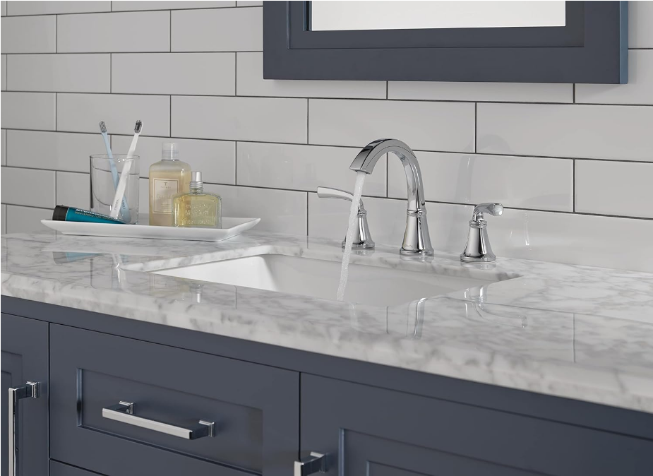 Geist Widespread Bathroom Faucet Chrome, Bathroom Faucet 3 Hole, Bathroom Sink Faucet, Faucet for Bathroom Sink, Bathroom Faucets for Sink 3 Hole, Drain Assembly Included, Chrome 35864LF