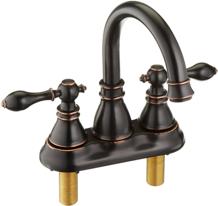 2 Handle Oil Rubbed Bronze Bathroom Sink Faucet with Pop up Drain, 3 Hole Faucet Faucet,360° Swivel Spout 4 Inch Centerset Lavatory Faucet,F-4501-NB
