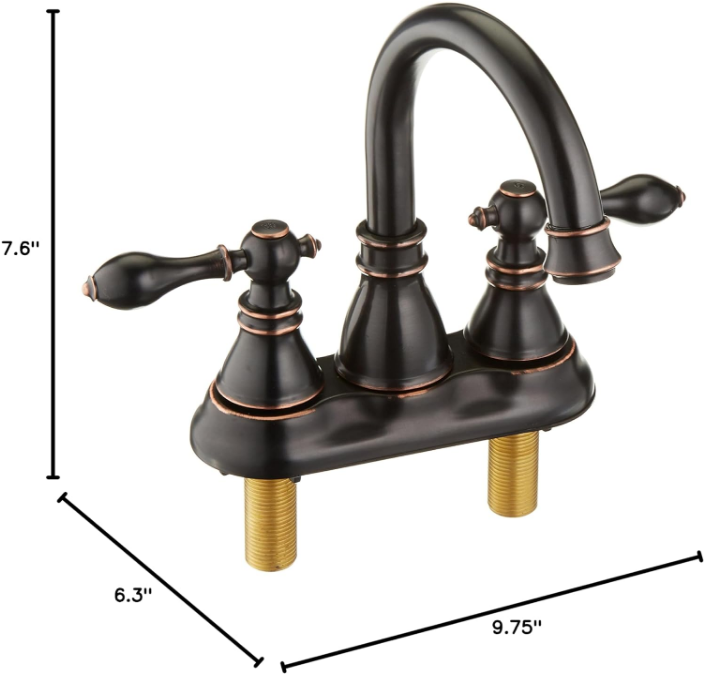 2 Handle Oil Rubbed Bronze Bathroom Sink Faucet with Pop up Drain, 3 Hole Faucet Faucet,360° Swivel Spout 4 Inch Centerset Lavatory Faucet,F-4501-NB