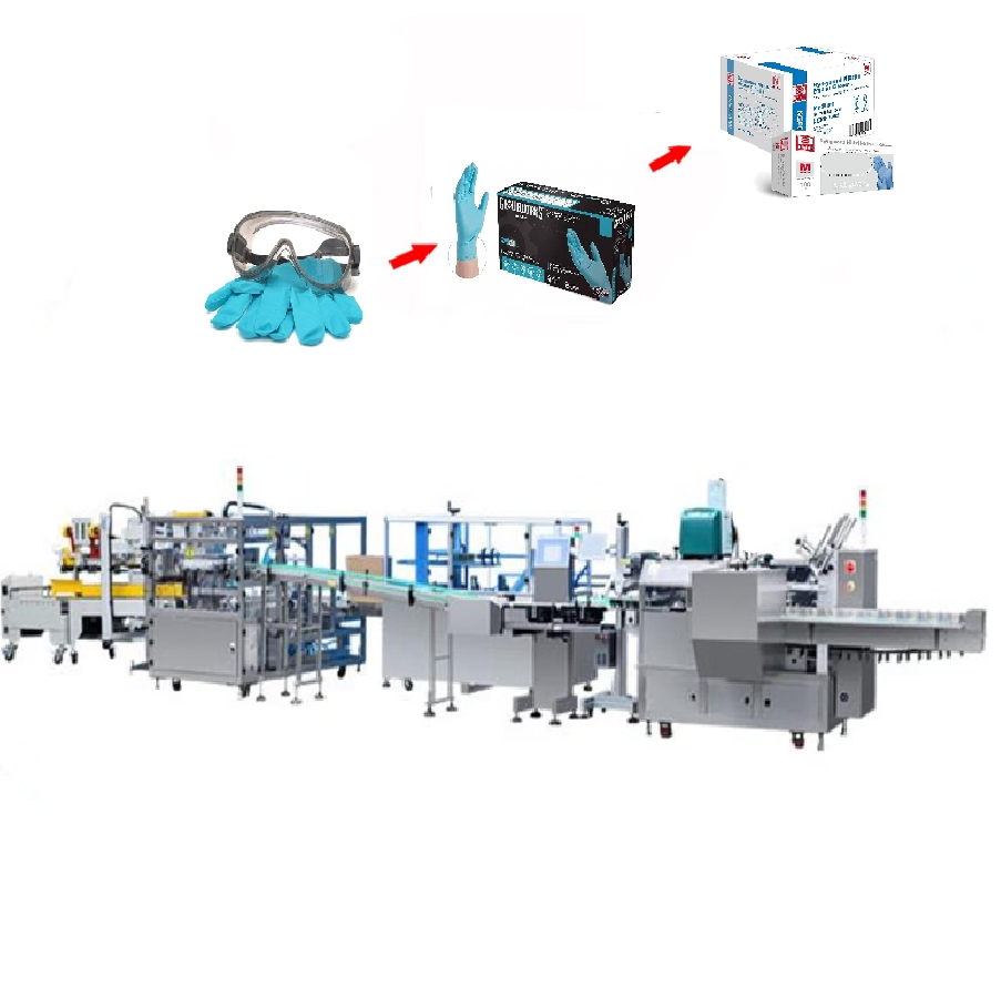 Automatic Disposable Nitrile Gloves Cartoning Box Packing Machine Packaging Production Line