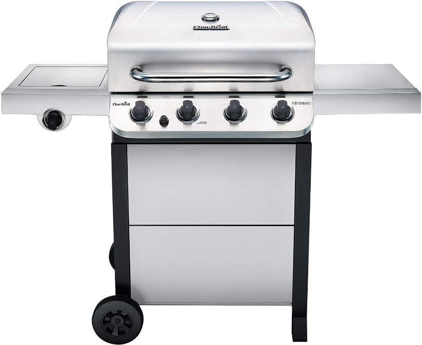 Performance Series Convective 4-Burner with Side Burner Cart Propane Gas Stainless Steel Grill
