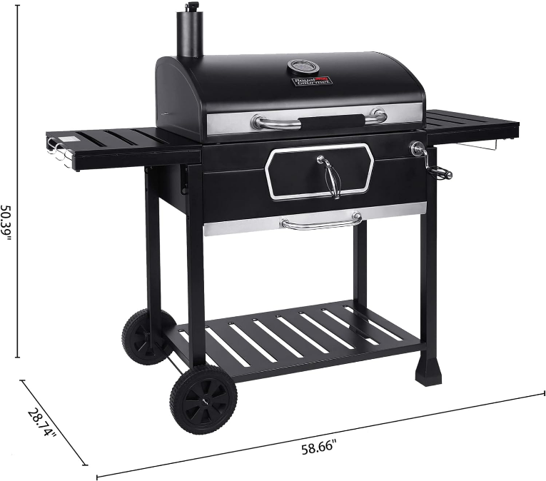 30-Inch Charcoal Grill, Deluxe BBQ Smoker Picnic Camping Patio Backyard Cooking, Black, Large