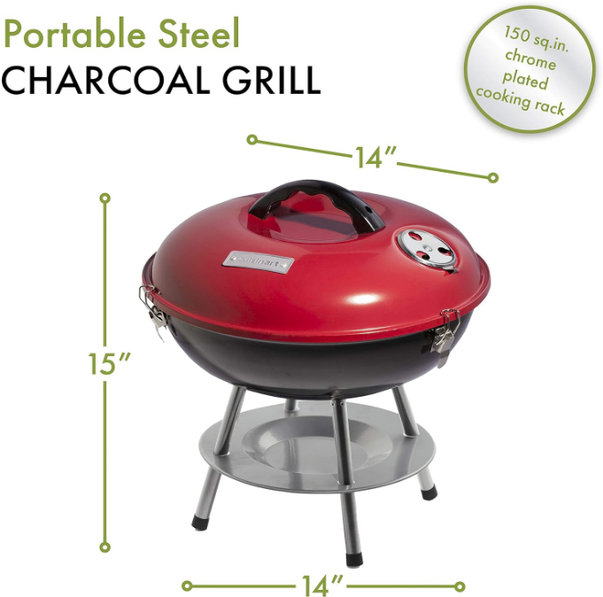 CCG190RB Inch BBQ, 14" x 14" x 15", Portable Charcoal Grill, 14" (Red)
