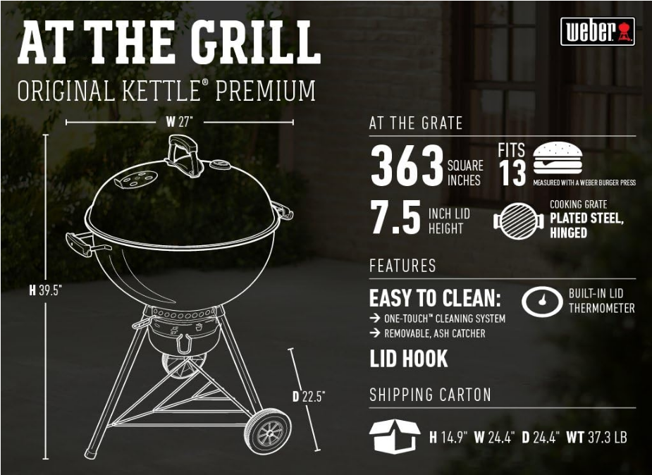 Original Kettle Premium Charcoal Grill, 22-Inch, Black