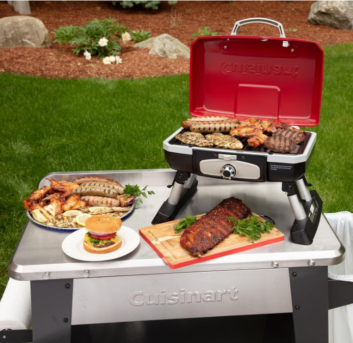  CGG-180T Petit Gourmet Portable Tabletop Propane Gas Grill, Red 17.6 x 18.6 x 11.8-Inch