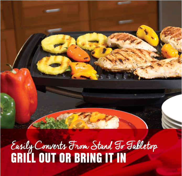 12-Serving Indoor/Outdoor Rectangular Electric Grill, Red, GFO201R