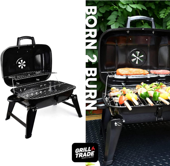 Portable Charcoal Grills - Mini Barbecue Grill - Small Tabletop Charcoal Grill for Outdoor Cooking, Grilling - Foldable Table Top BBQ Grill for Camping, Picnic 23.2x16.5x16 in