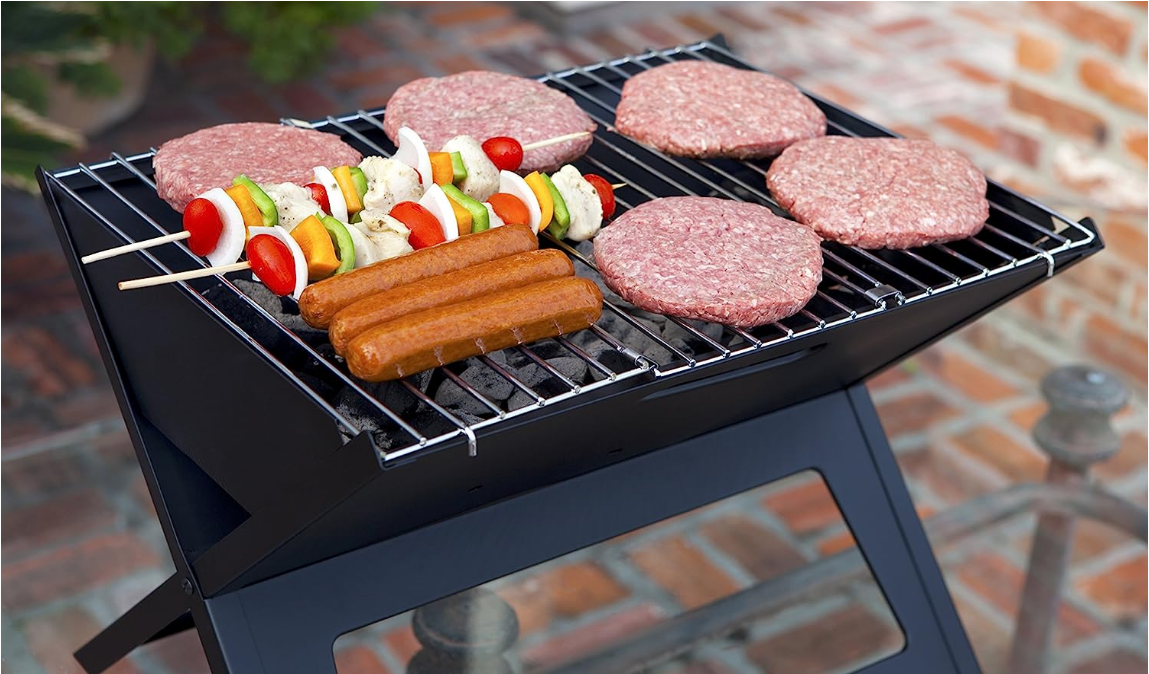 BBQ Grill 3.5mm Cooking Bars Instant Foldable & Easy Portability For Outdoor Barbecues Camping Traveling Picnics Garden Beach Party - Black