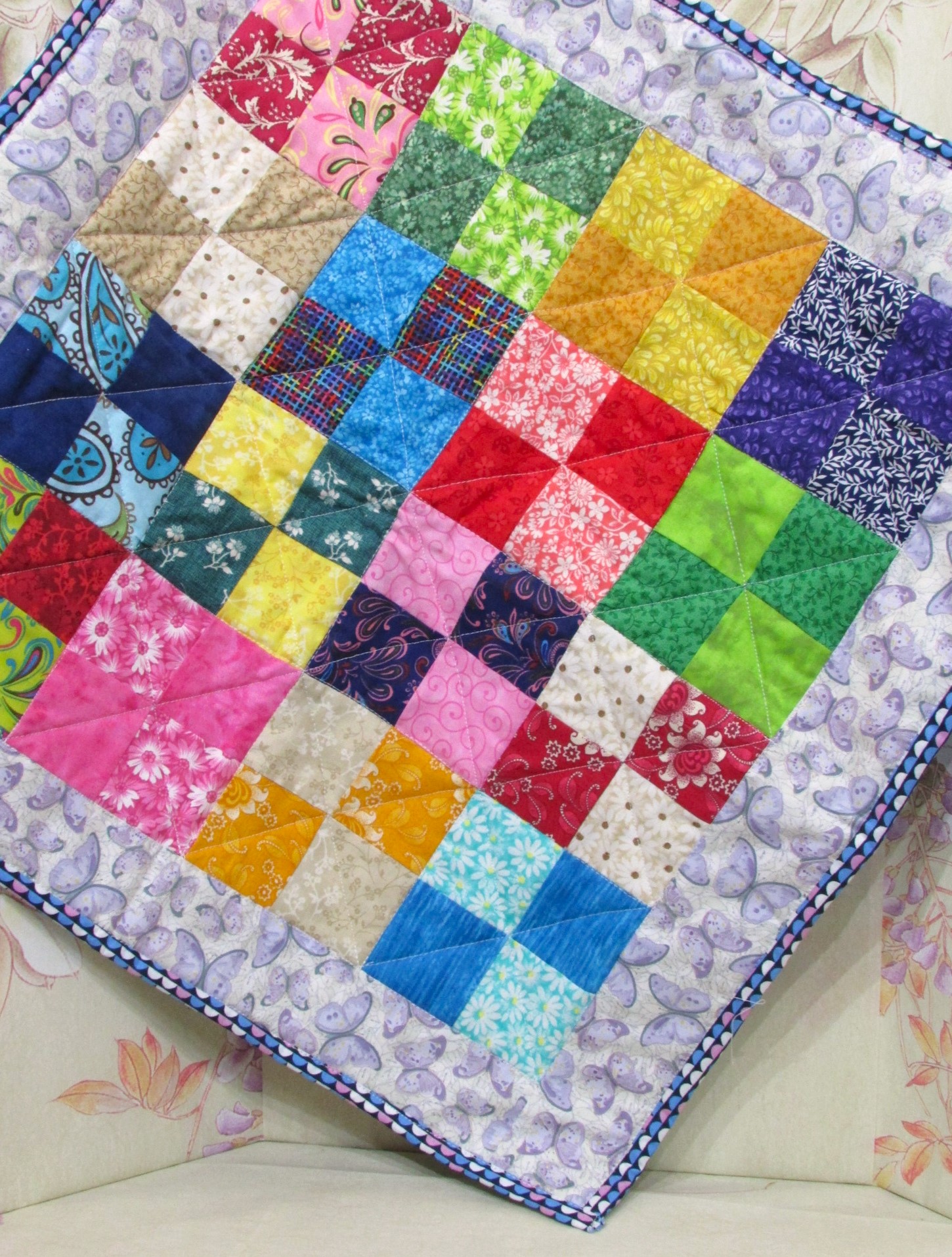 973   Doll-sized 4 Patch Quilt