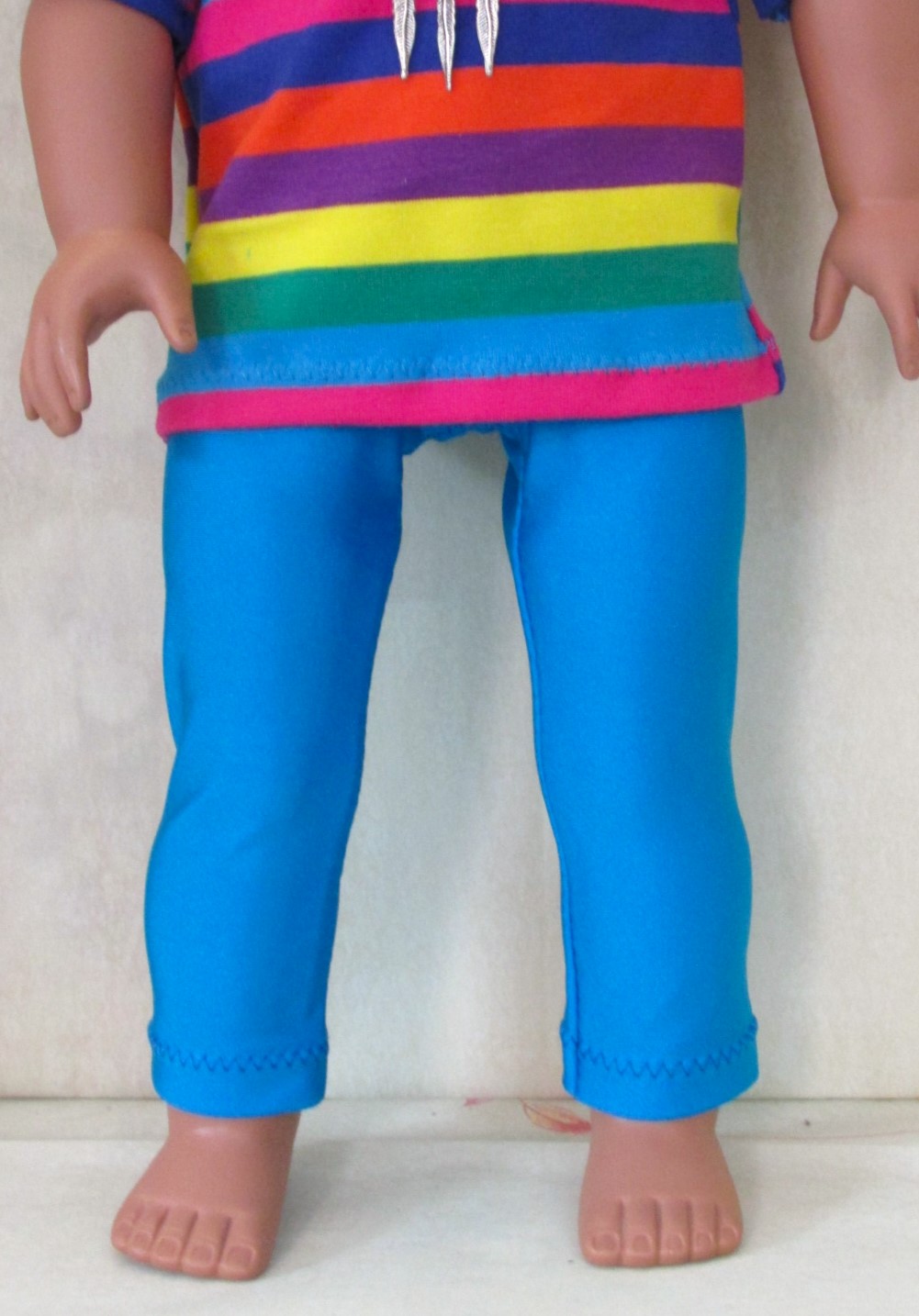 957   Rainbow Striped Tee Shirt, Turquoise Leggings & Dreamcatcher Necklace