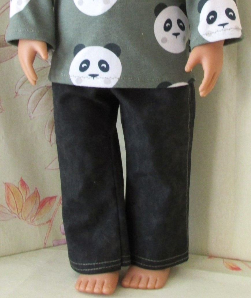 937   Sage Green Panda Face Top and Black Jeans