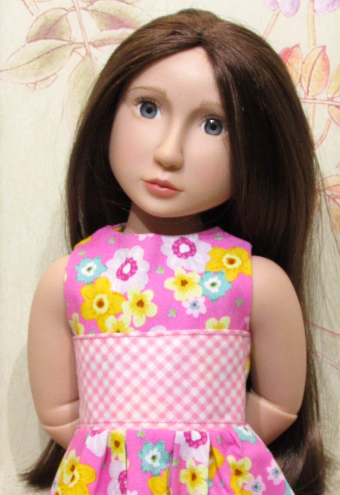 906   Pink Spring Flowers & Gingham Dress with bag 