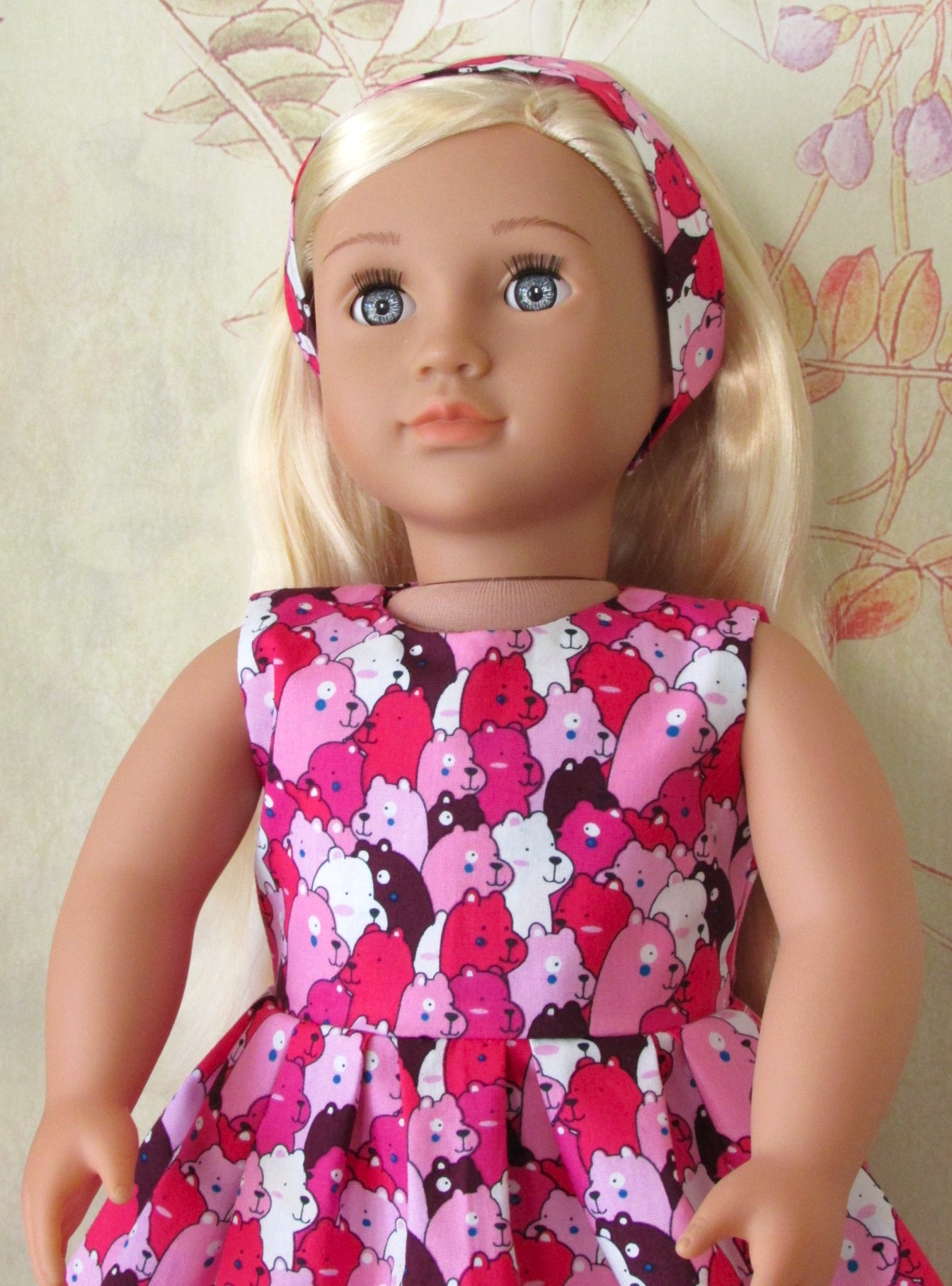 903   Pink Bears Dress, Bag, Headband, Vinyl Shoes