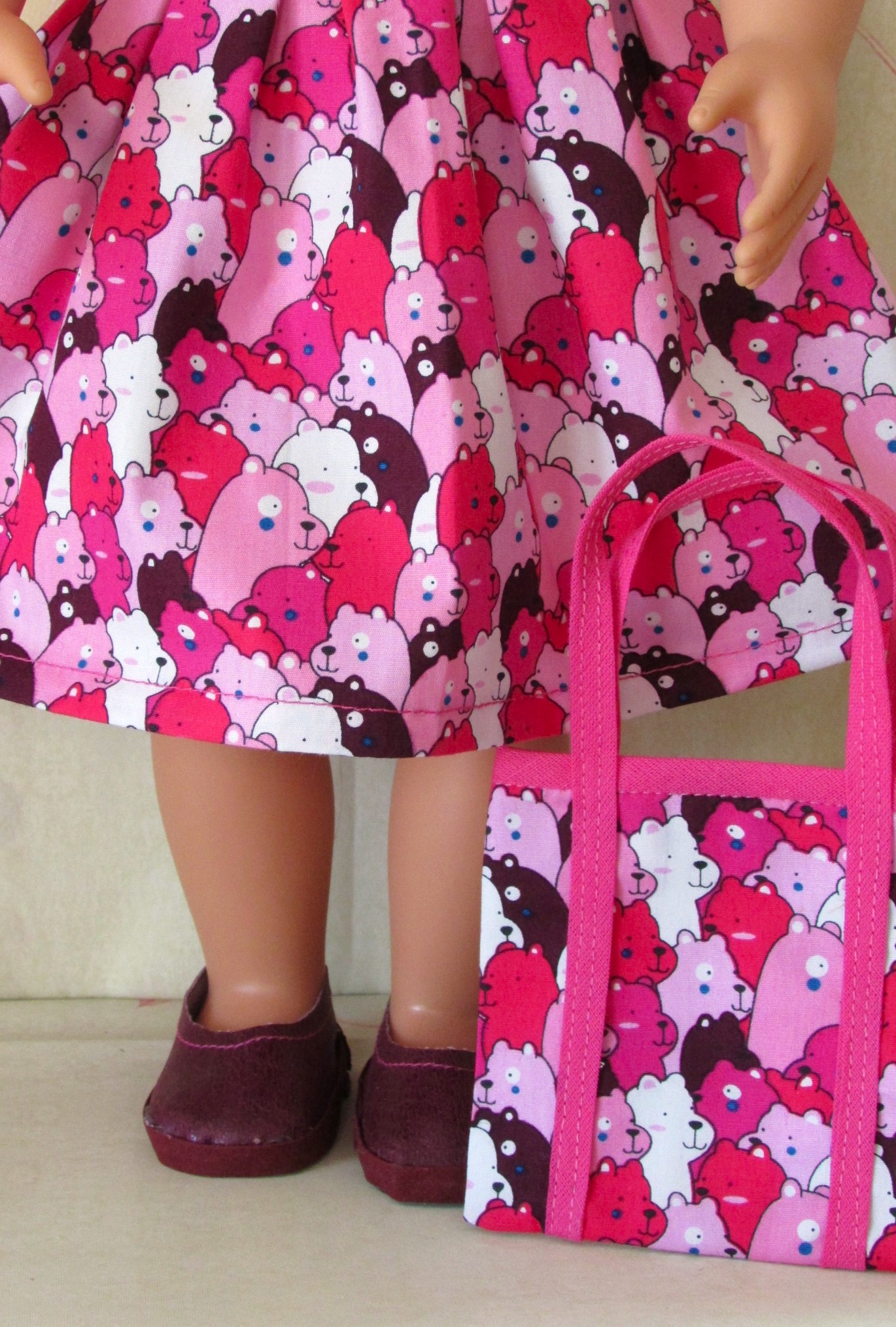 903   Pink Bears Dress, Bag, Headband, Vinyl Shoes