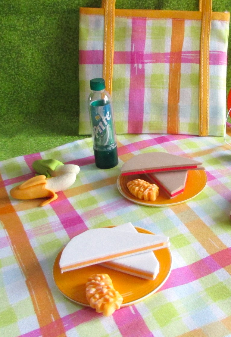 875   Doll-sized Picnic Set for 2, play food and game