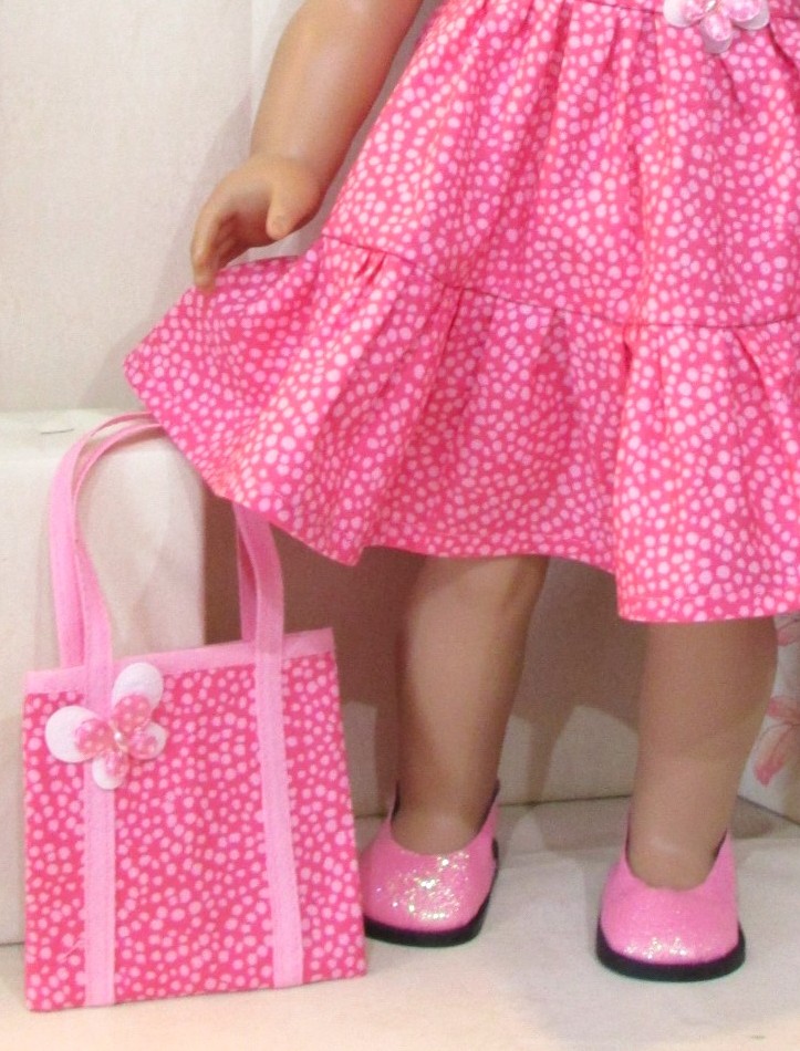 871   Pink Halterneck Dress, Bag, Hair Clip and Pink Glitter Shoes