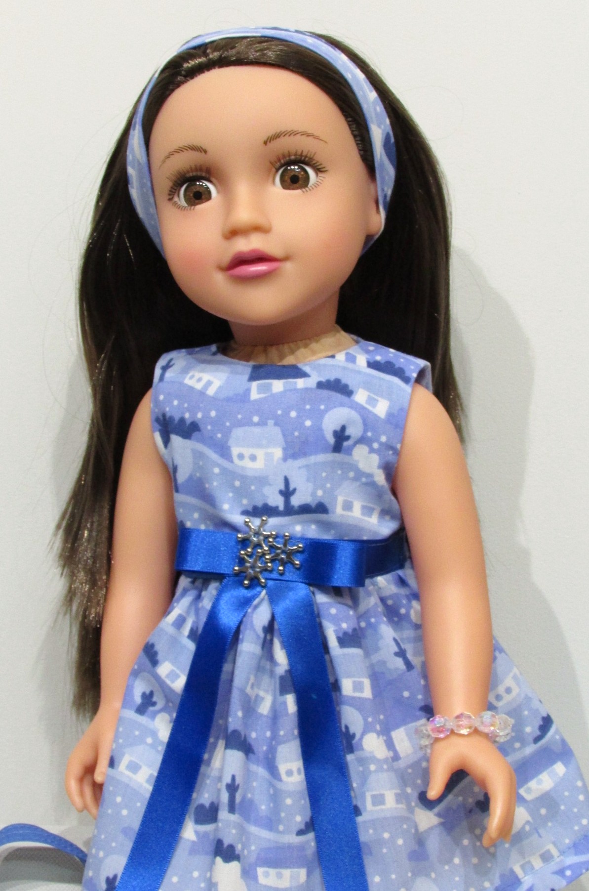 838     Snowy Night Christmas Dress, bag, bracelet, headband & shoes