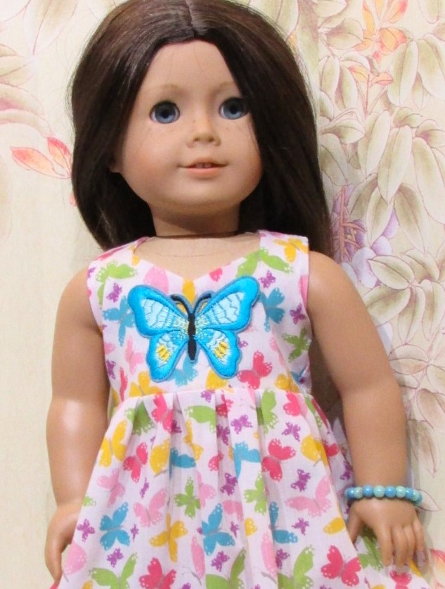 856 Butterfly Patterned Dress, Bag, Bracelet