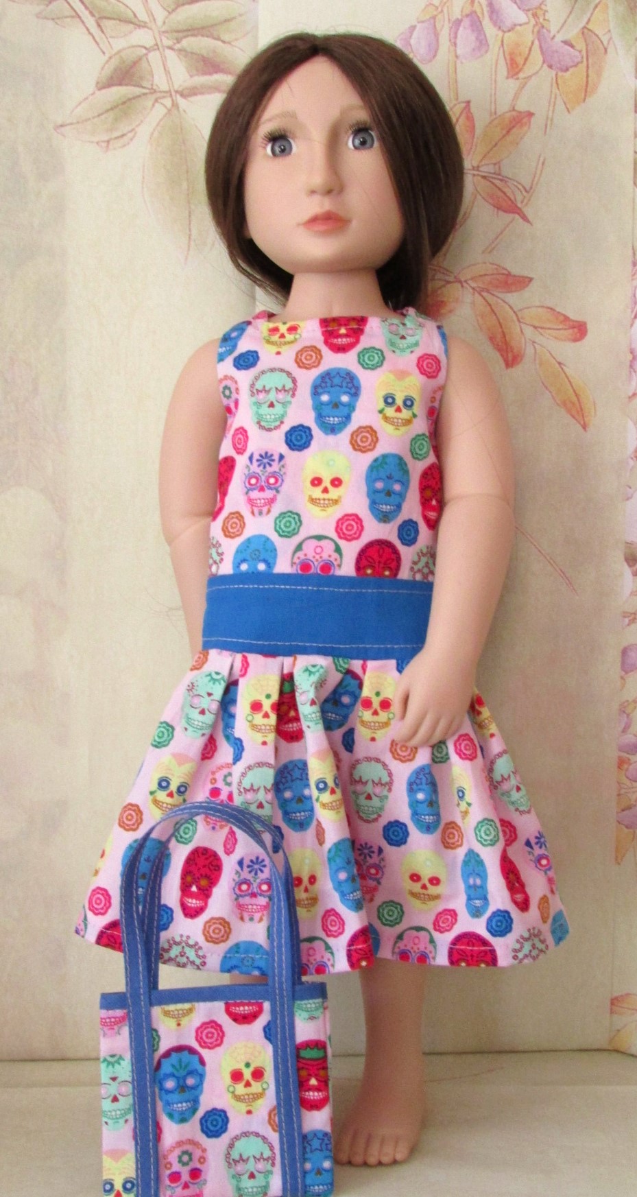 851    Halloween Pink Sugar Skulls Dress and Bag