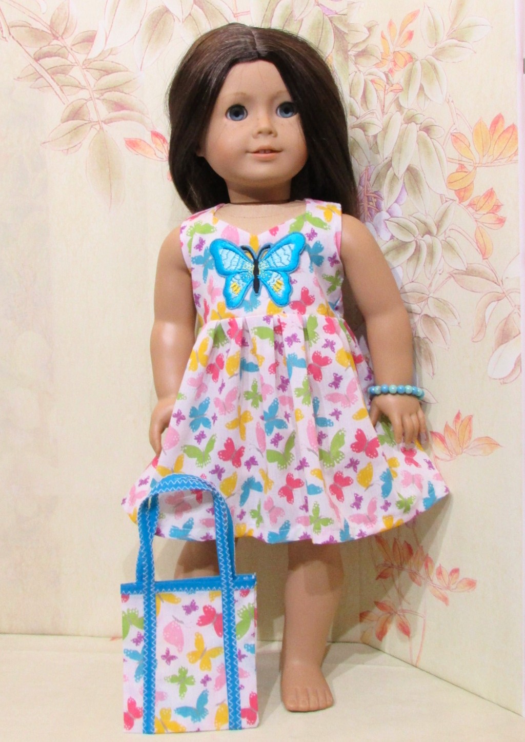 856   Butterfly Patterned Dress, Bag, Bracelet