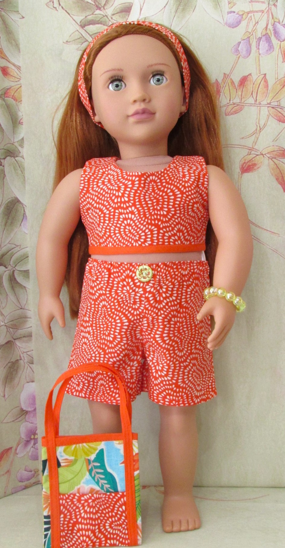 861   Orange & Jungle Leaves Beach Set