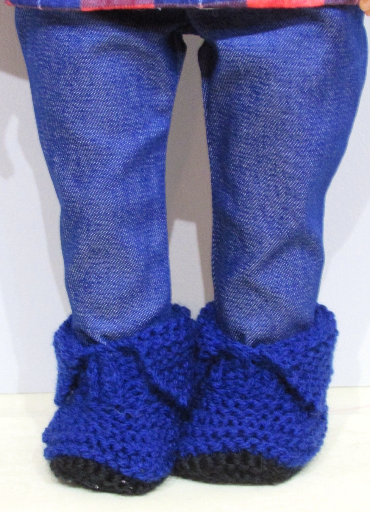 828   Blue & Red Tartan Top, Hat, Blue Jeans and Blue Snow Boots 