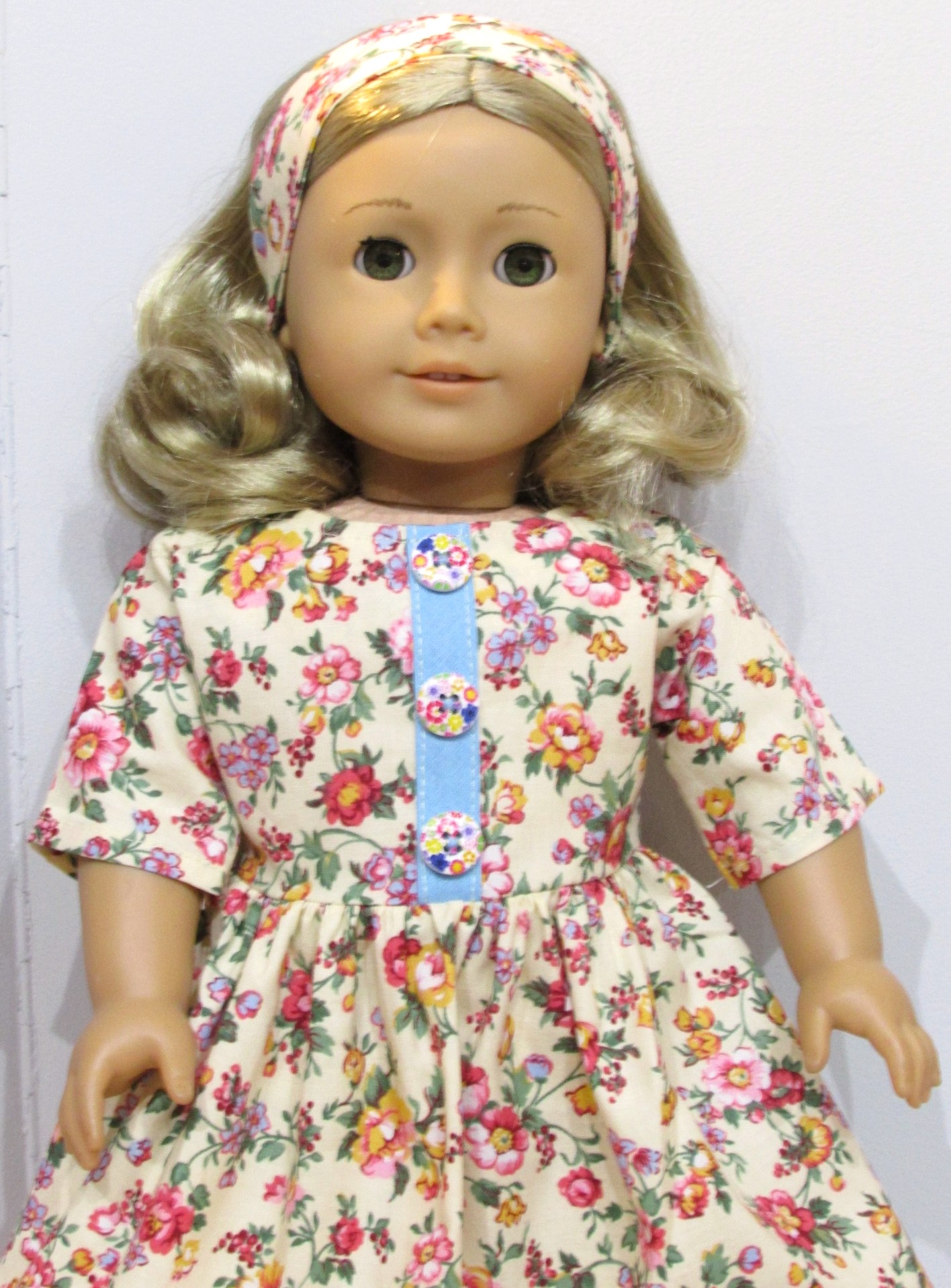 843   Little Flowers Dress, Blue Shoes, Bag, Headband