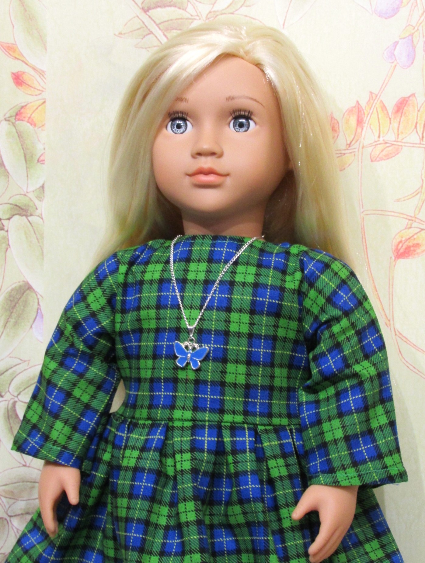 857 Black Watch Tartan Long Sleeved Dress, Mouse Bag, Necklace