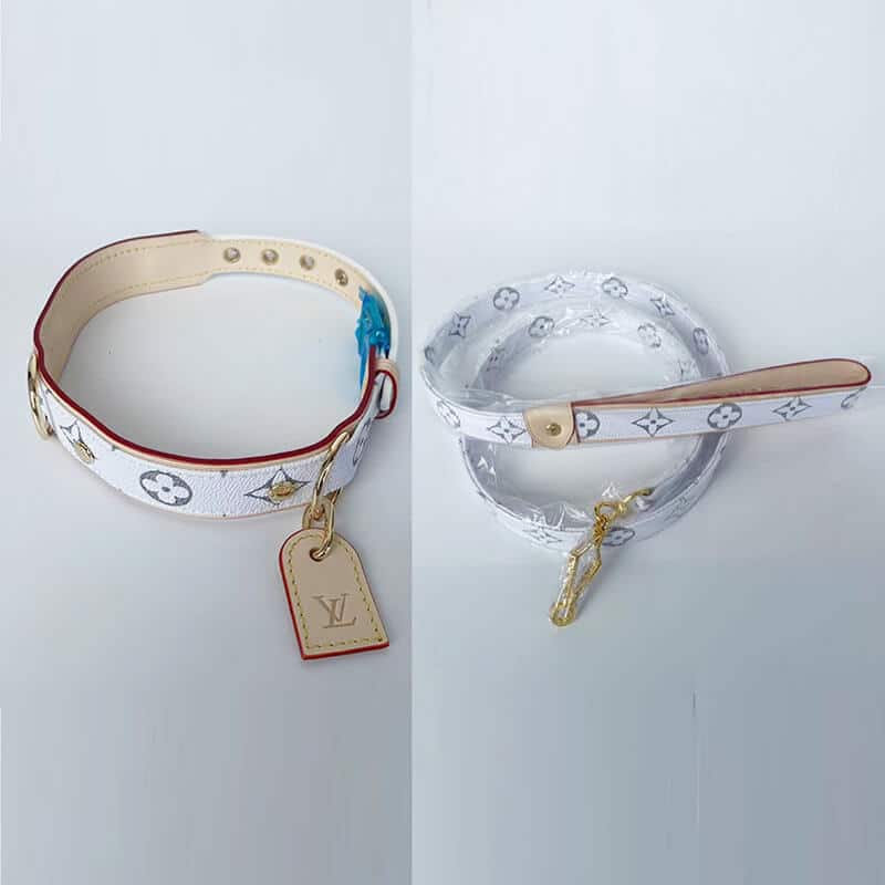 LV* Leather Collar and Leash Set