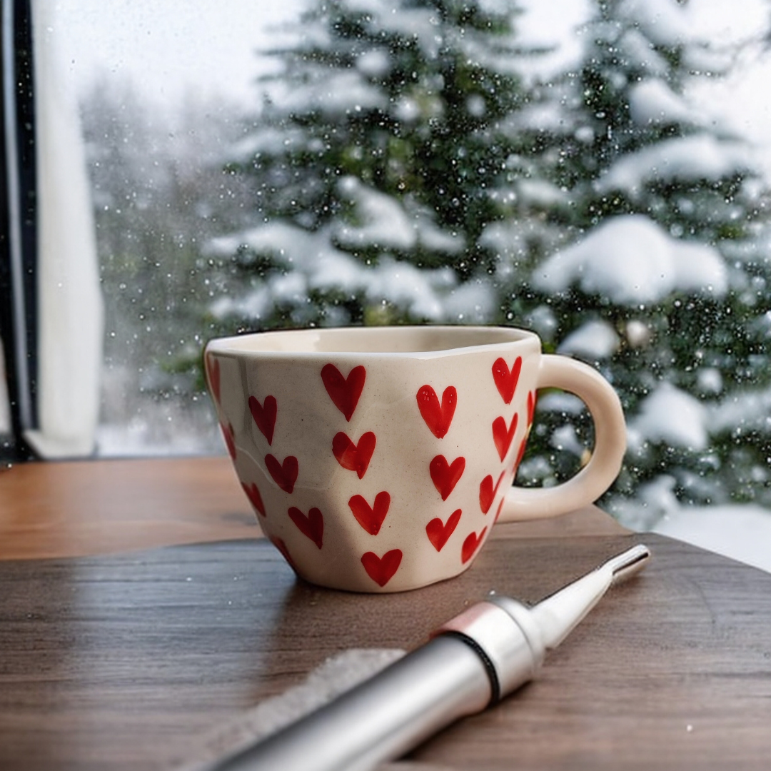 Heart Print Coffee Mug/Tea Cup Set of 2