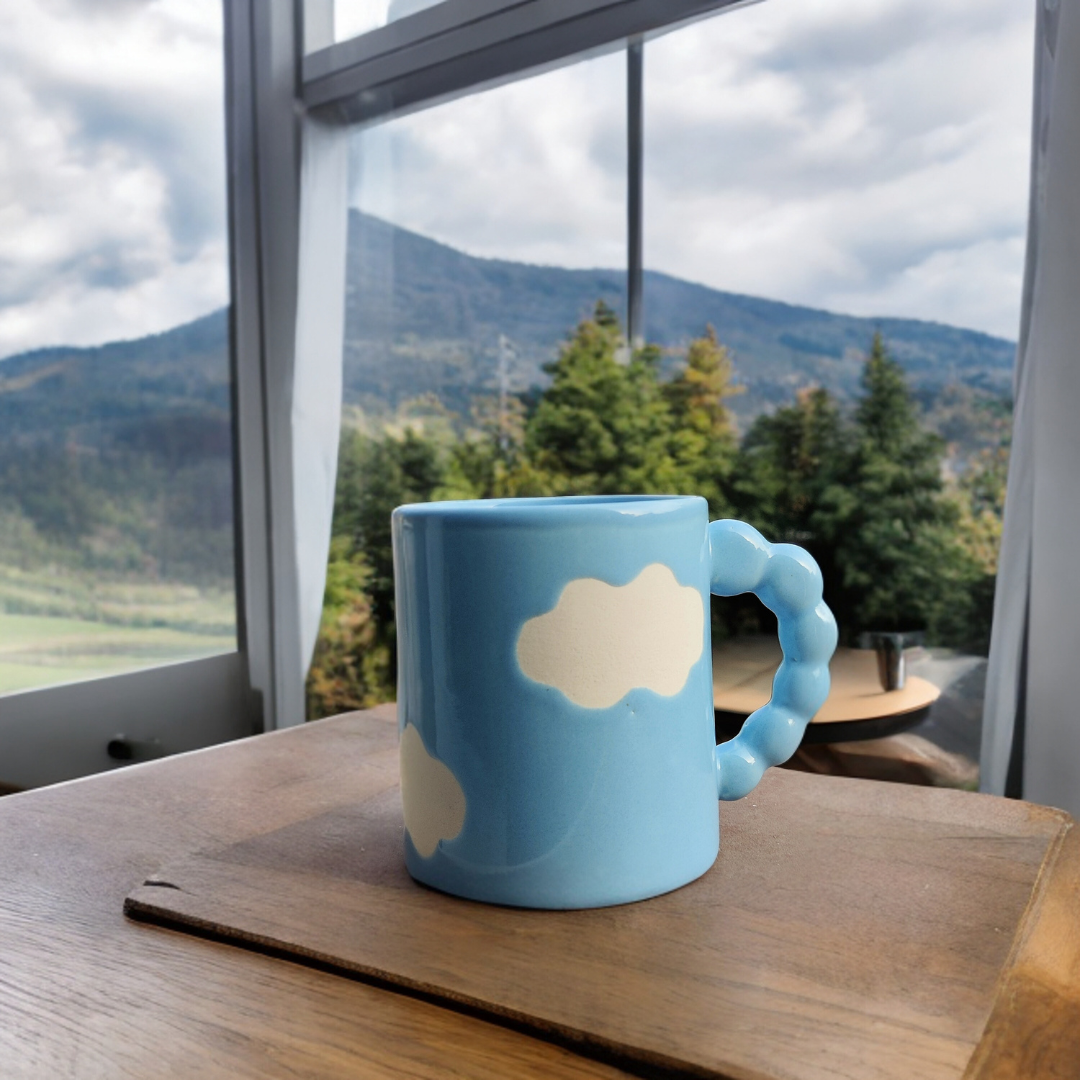 Ceramic Coffee Mug with Cloud Design
