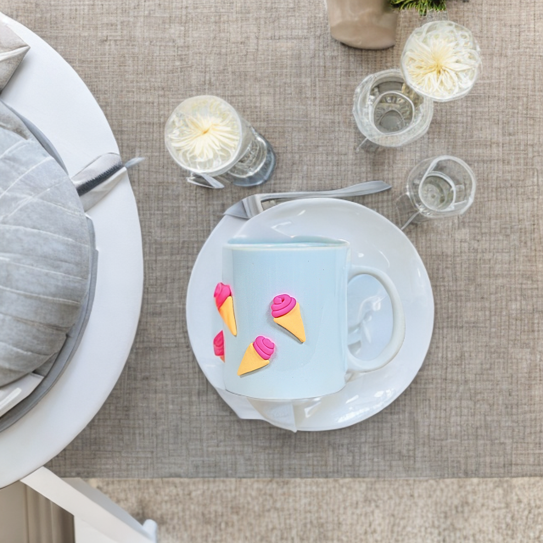 Ceramic Coffee Mug with Ice-Cream Clay Design