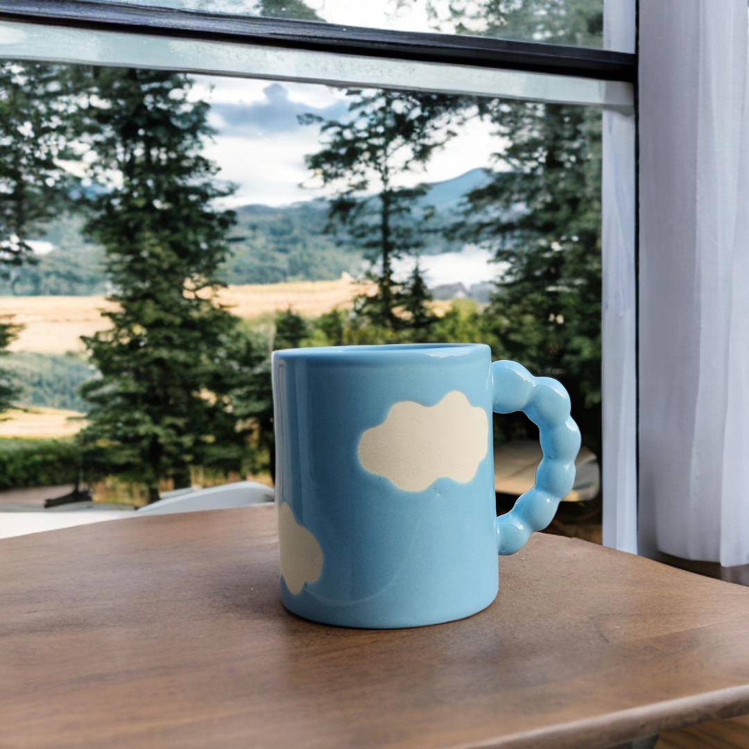 Ceramic Coffee Mug with Cloud Design