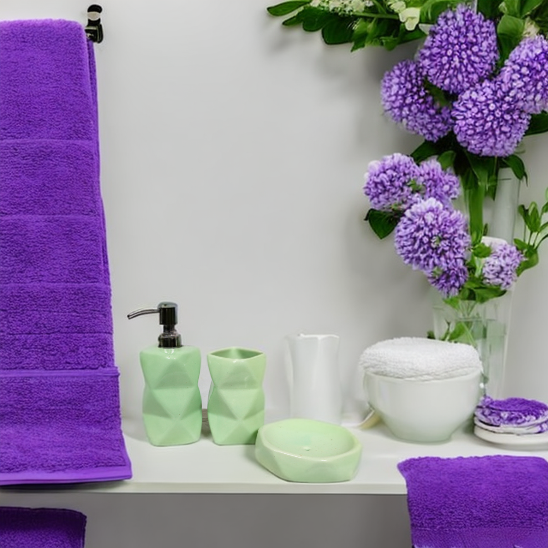 Diamond Cut Ceramic Bath Set (Green)