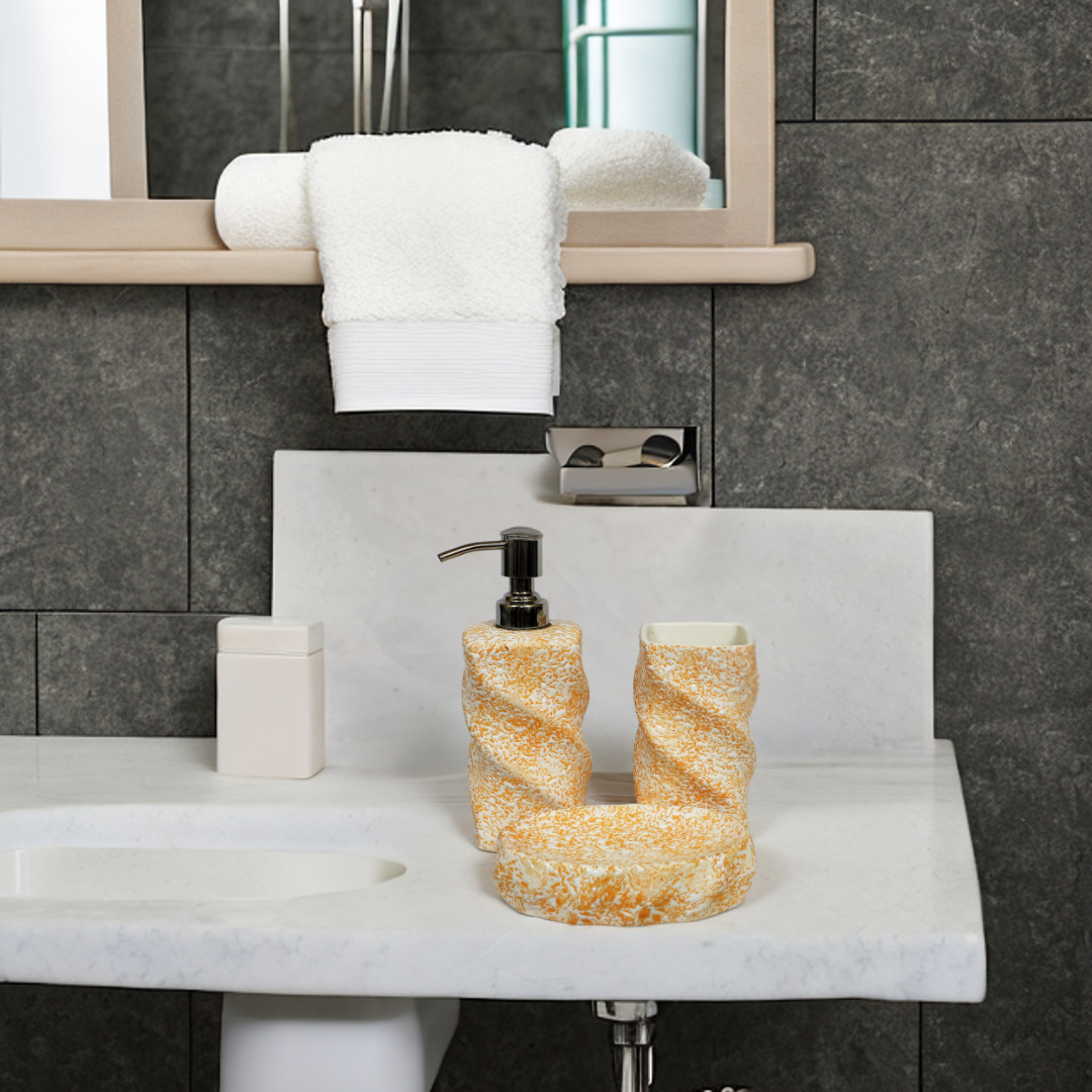 Orange Glaze Ceramic Bath Set