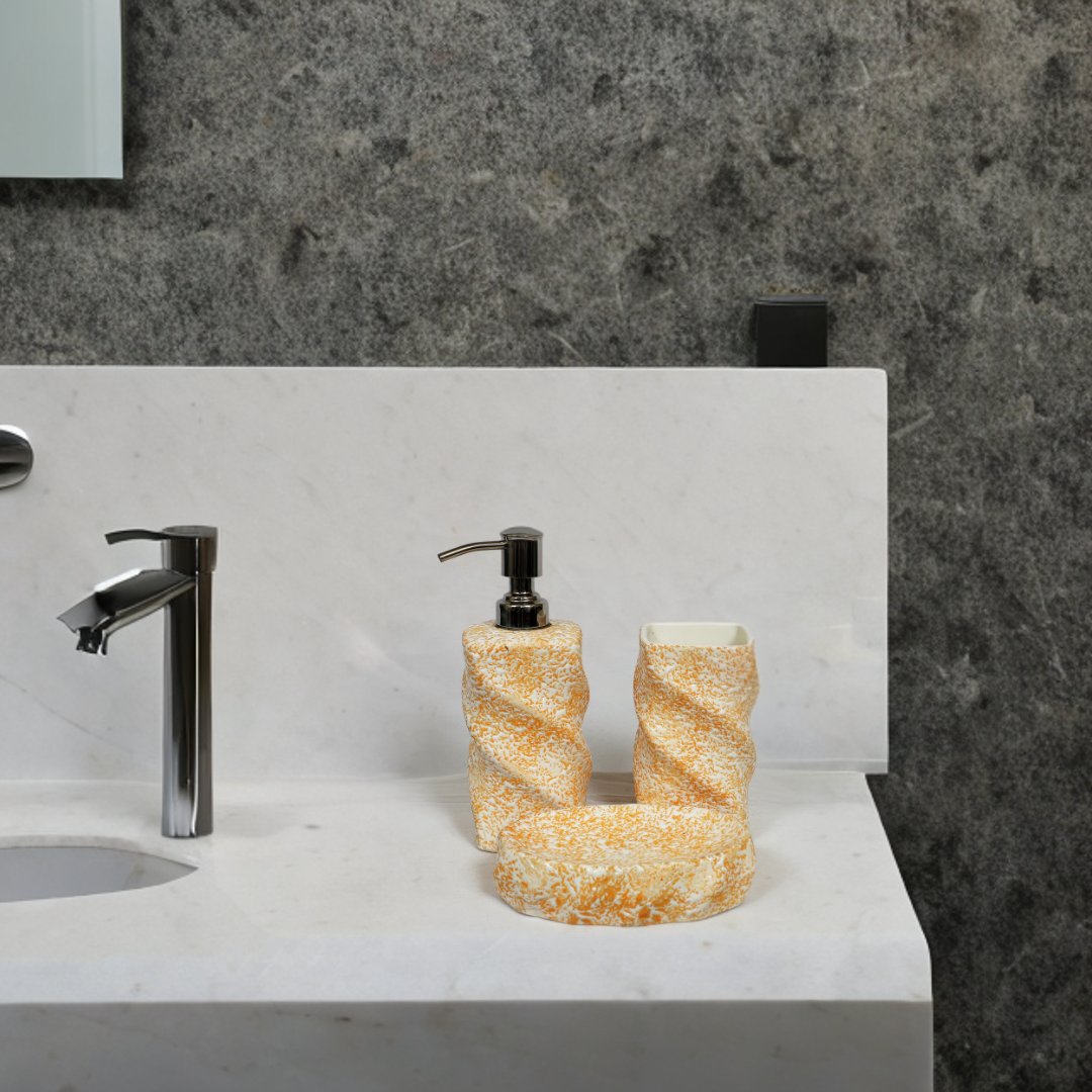 Orange Glaze Ceramic Bath Set