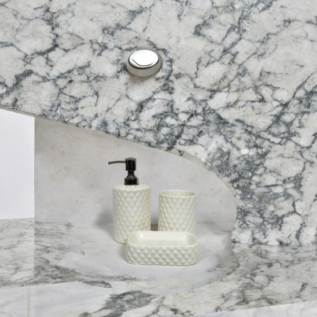 Diamond Pattern Ceramic Bath Set
