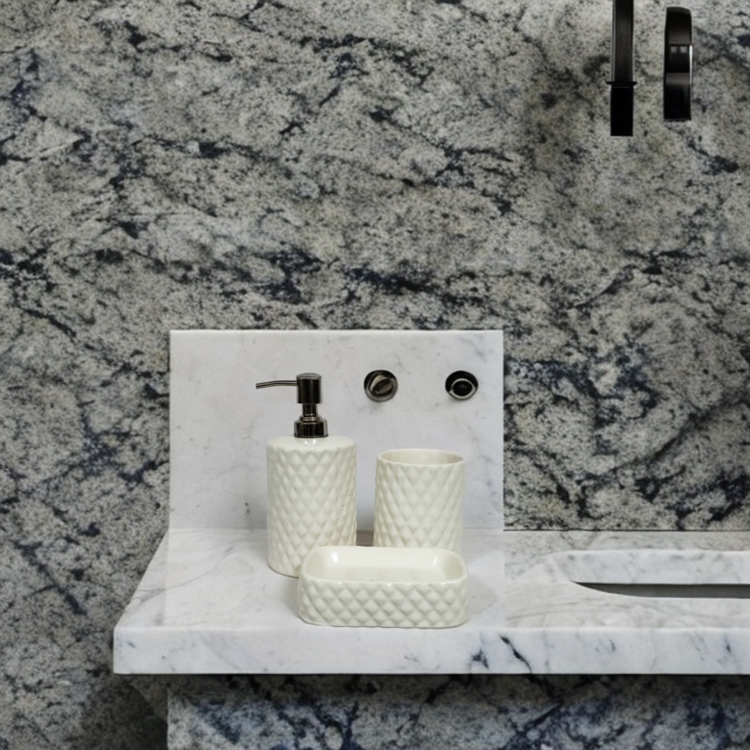 Diamond Pattern Ceramic Bath Set