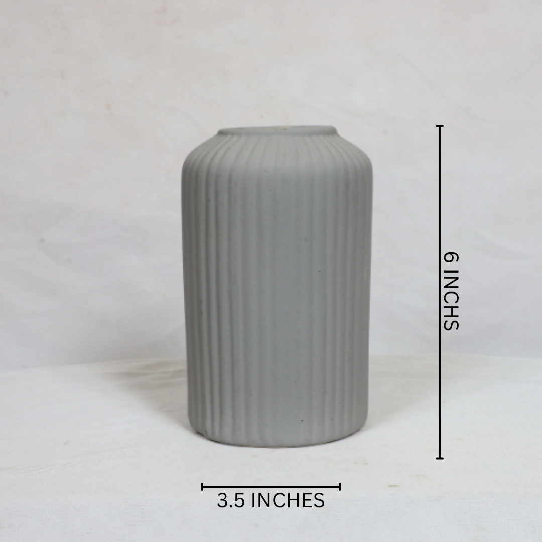 Cylindrical Matt Grey Vase