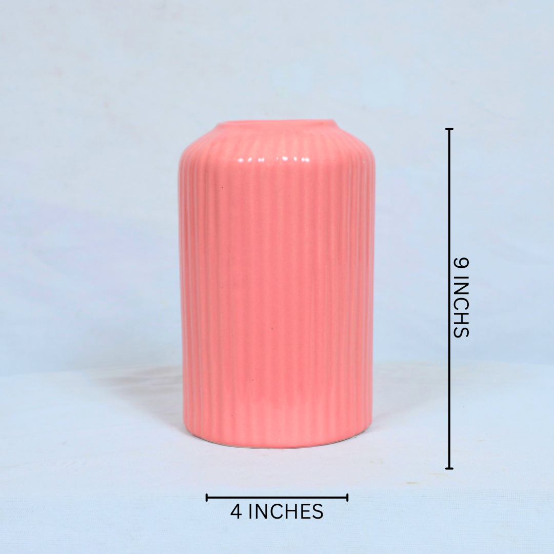 Glossy Pink Ceramic Flower Vase
