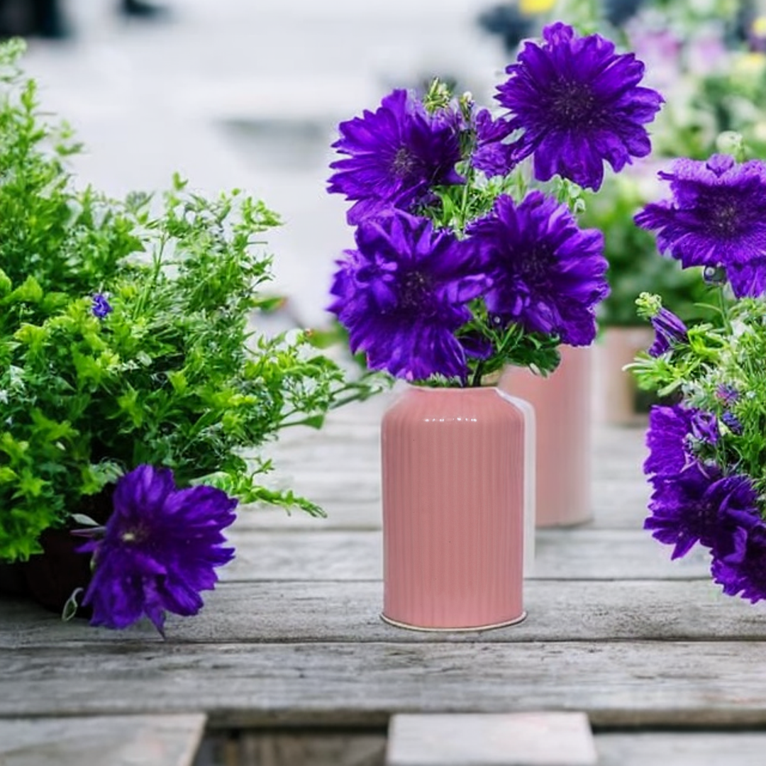 Glossy Pink Ceramic Flower Vase