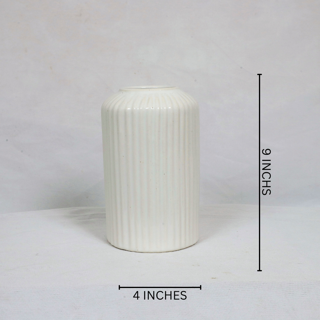 Glossy White Ceramic Flower Vase