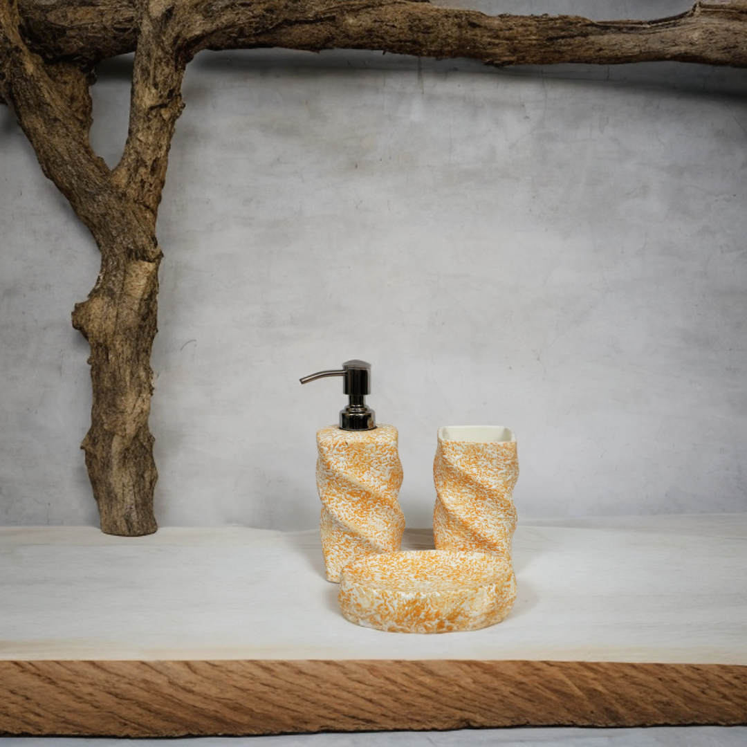 Orange Glaze Ceramic Bath Set