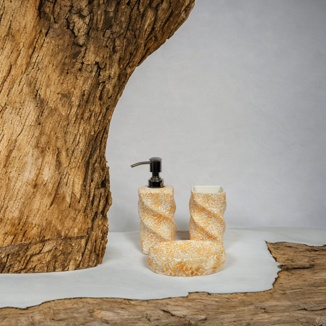 Orange Glaze Ceramic Bath Set