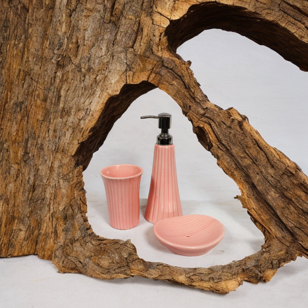 Elegant Pink Ceramic Bath Set