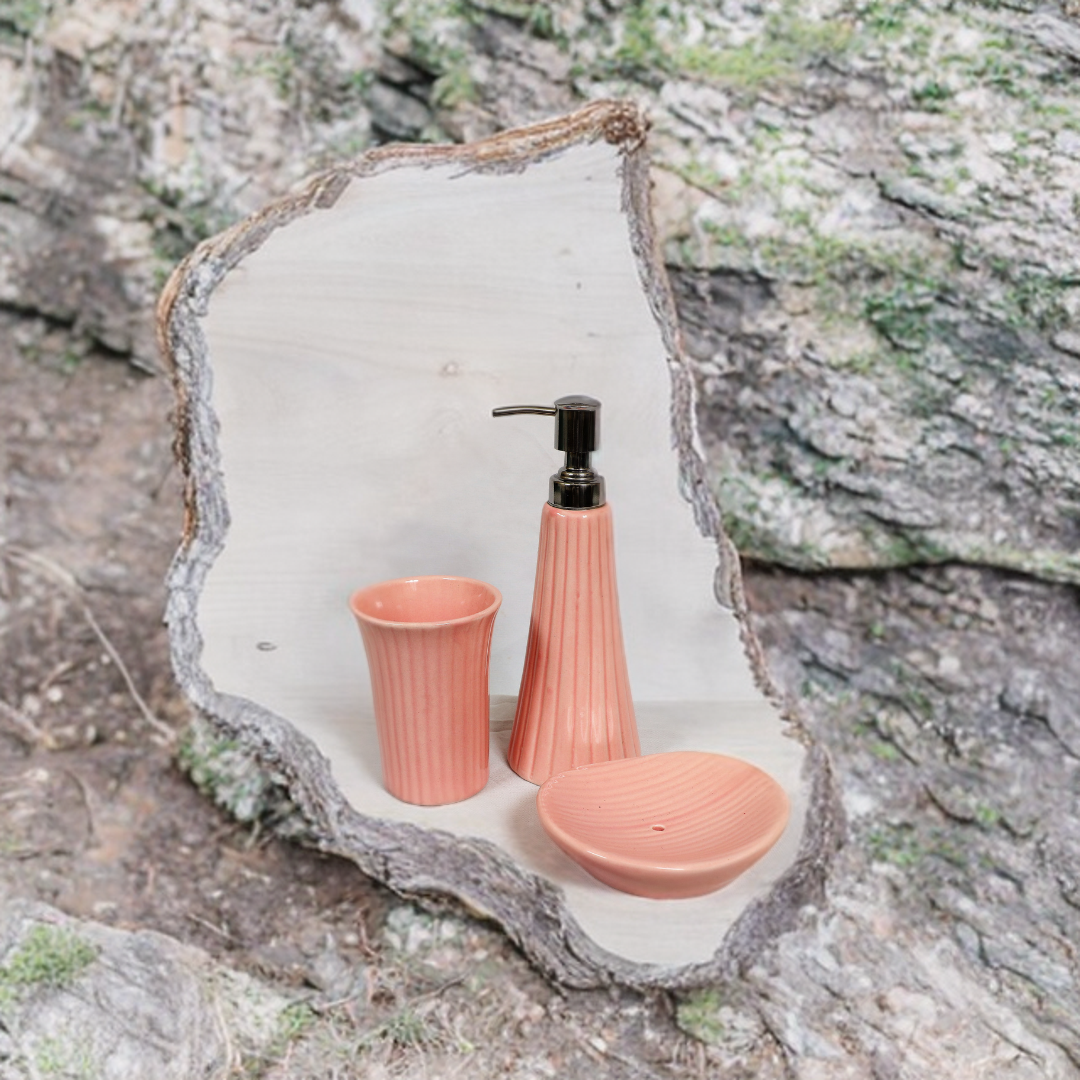 Elegant Pink Ceramic Bath Set
