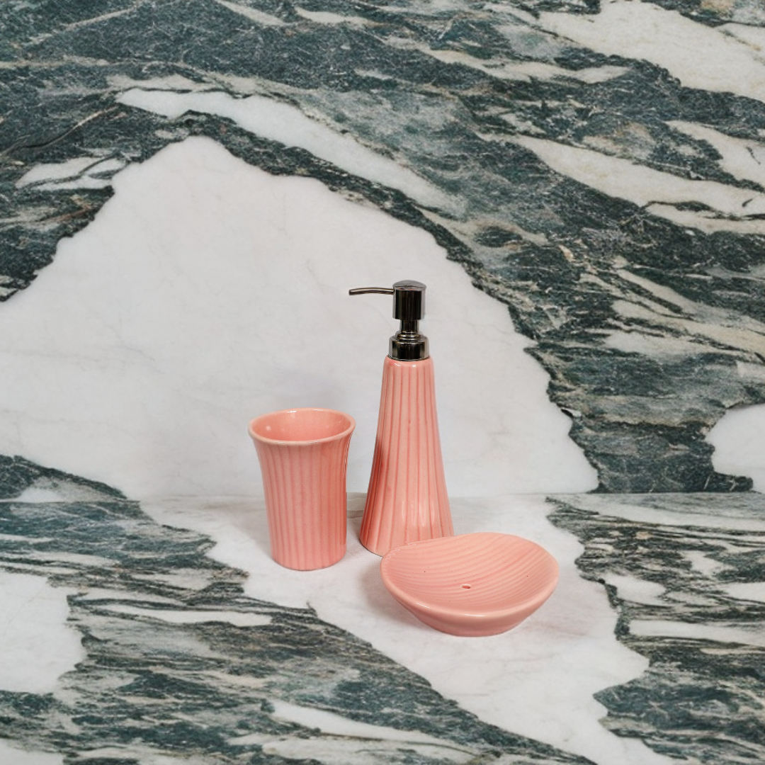 Elegant Pink Ceramic Bath Set